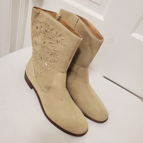 NWOB Jack Roger's Beige Suede/Leather Boots Size 11 - Picture 1 of 13